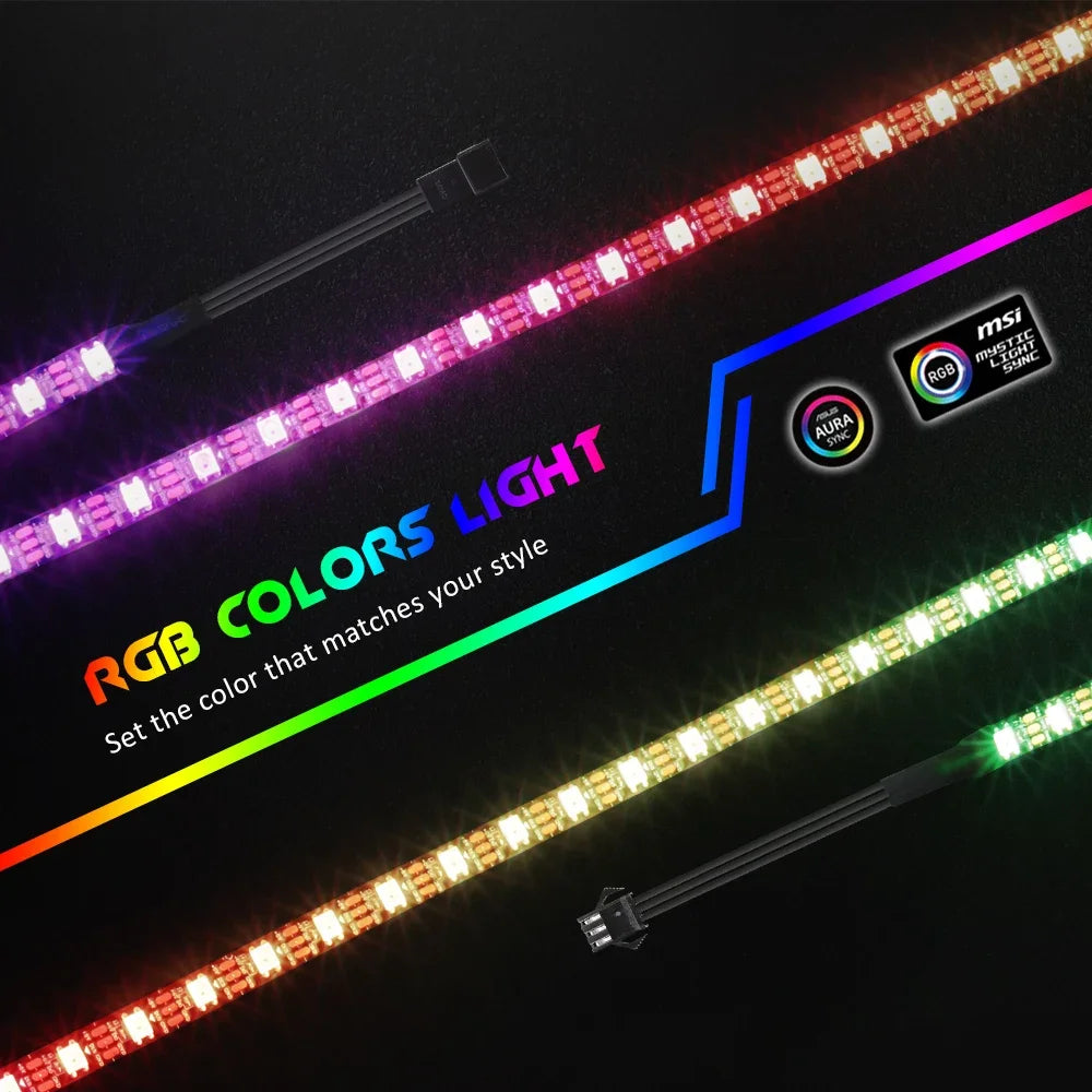WS2812b ARGB LED Strip Light Addressable Rainbow Light Digital 5V 3pin Header PC Case Asus Aura Sync RGBIC Fusion MSI Mystic
