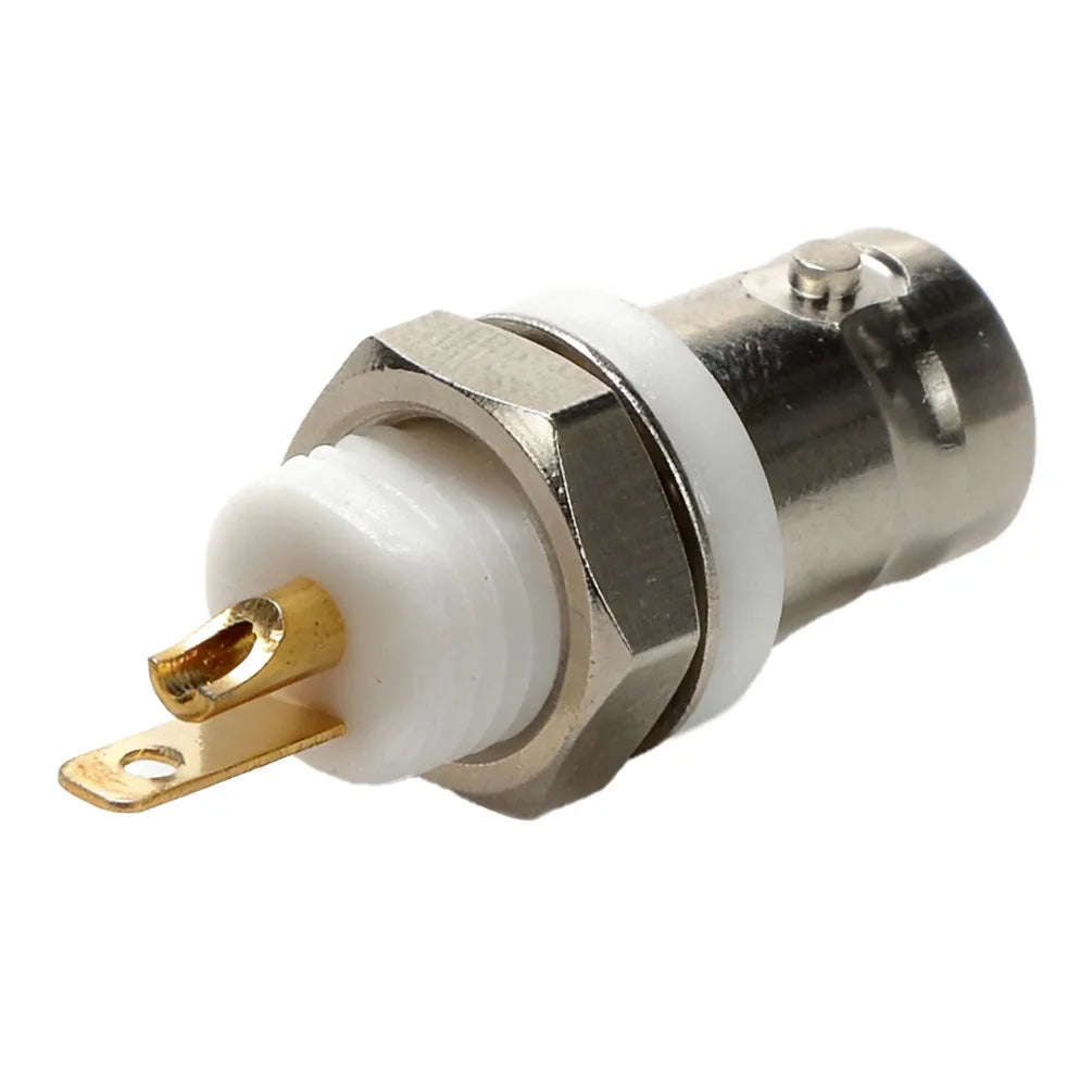 5PCS 50 Ohm White Insulated BNC Connector - Panel Mount Female Socket for CCTV, Video Test Equipment & RF Coaxial Adapter