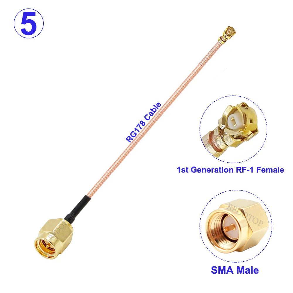1Pcs RG178 SMA to IPX Cable SMA Male/SMA Female to U.FL IPX-1 RF-1Female Connector RF Coaxial Pigtail Antenna Extension Cables