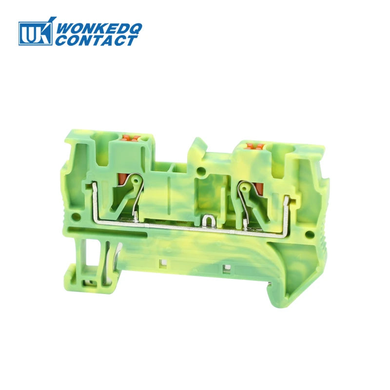 PT4-PE Push-in 4mm² Ground Din Rail Feed-Through Terminal Block Earth Strip Connector Wire Electrical Connector PT 4-PE