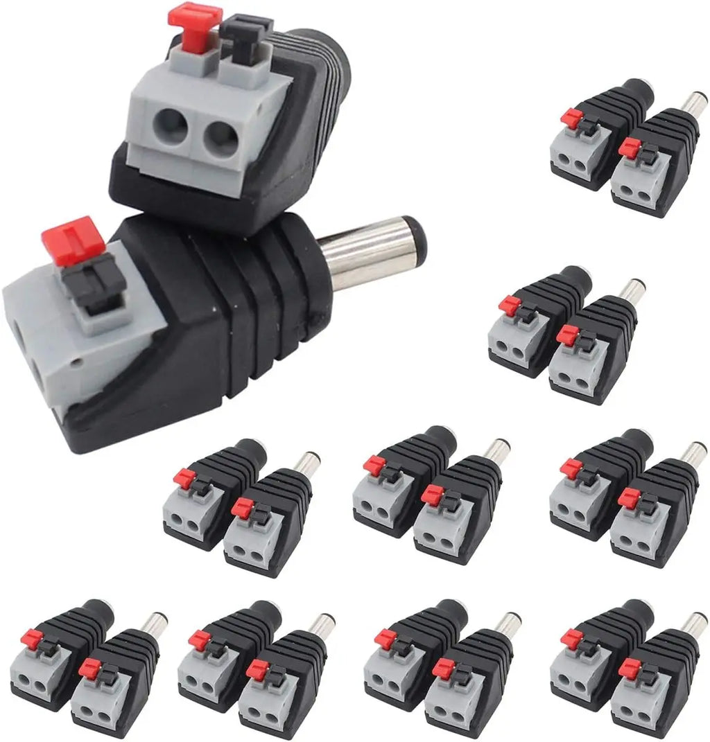 Male Female Socket Barrel Adapter 12V DC Power Connector Plug Jack for CCTV Camera LED Strip Supply Terminal 2.1mm x 5.5mm