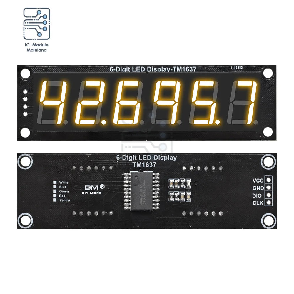 4/6-Digit 0.56 Inch 7 Segments Digital Tube Clock Module Double Dots LED Display TM1637 Blue Yellow White Green Red For Arduino