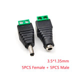 5/10Pcs Solderless DC Jack Plug Connector 3.5x1.35 5.5x2.1 5.5x2.5mm Male Female Adapter for LED Tape Surveillance Camera