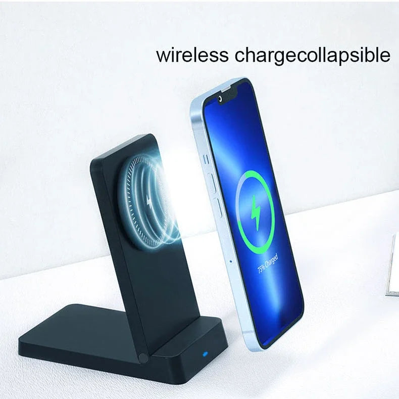 Magnetic Fast Wireless Charger Station For Magsafe iPhone 16 15 14 13 12 Pro Max Desktop Foldable Smartphone Charging Stand Dock