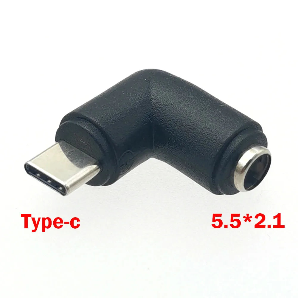 1pc DC 5V 5.5 X 2.1 mm Female Jack to Type-C Micro Mini USB Male Plug 90 Degrees DC Power Connector Adapter Plug