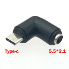 1pc DC 5V 5.5 X 2.1 mm Female Jack to Type-C Micro Mini USB Male Plug 90 Degrees DC Power Connector Adapter Plug
