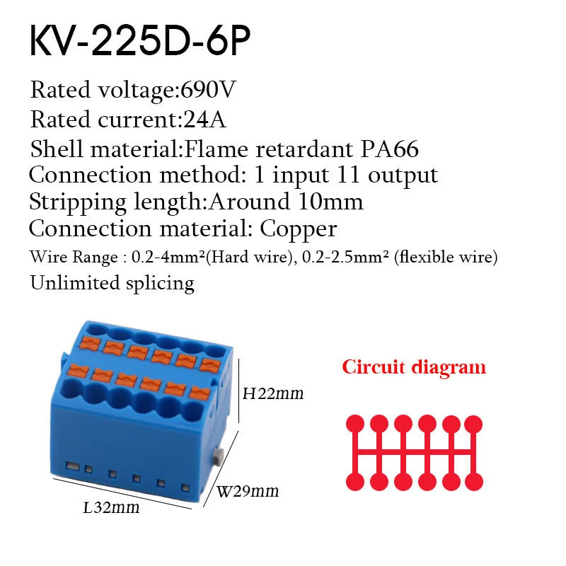 1Pc Wire Electrical Cable Connectors Plug-in Terminal Block PTFIX 2.5mm² Splitter Spliceable DIN-Rail Mounting Junction Box Tool