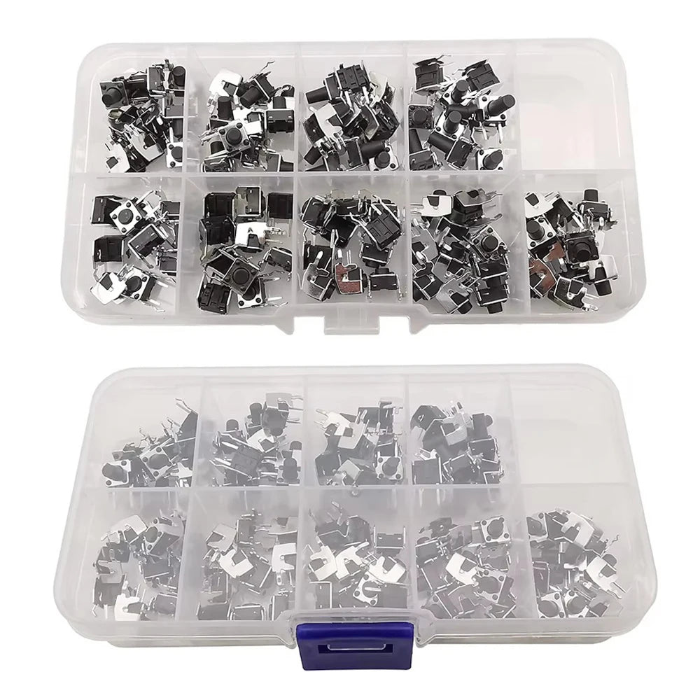 1Box 6x6mm 12x12mm Tactile Tact Push Button Mini Micro Switch Kit PCB Momentary Self-reset Switches DIP 2Pin 4Pin ON/OFF
