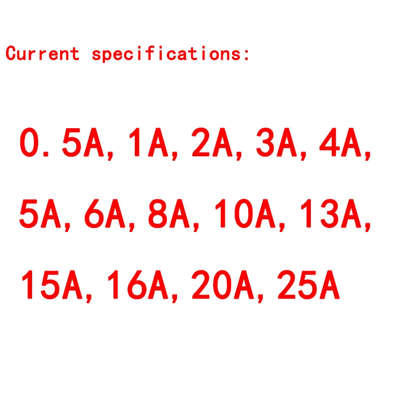 100pcs ceramic fuse 5mm x 20mm slow melting R054 AC250V 0.5A, 1A, 2A, 3A, 4A, 5A, 6A, 8A, 10A, 13A, 15A, 16A, 20A, 25A