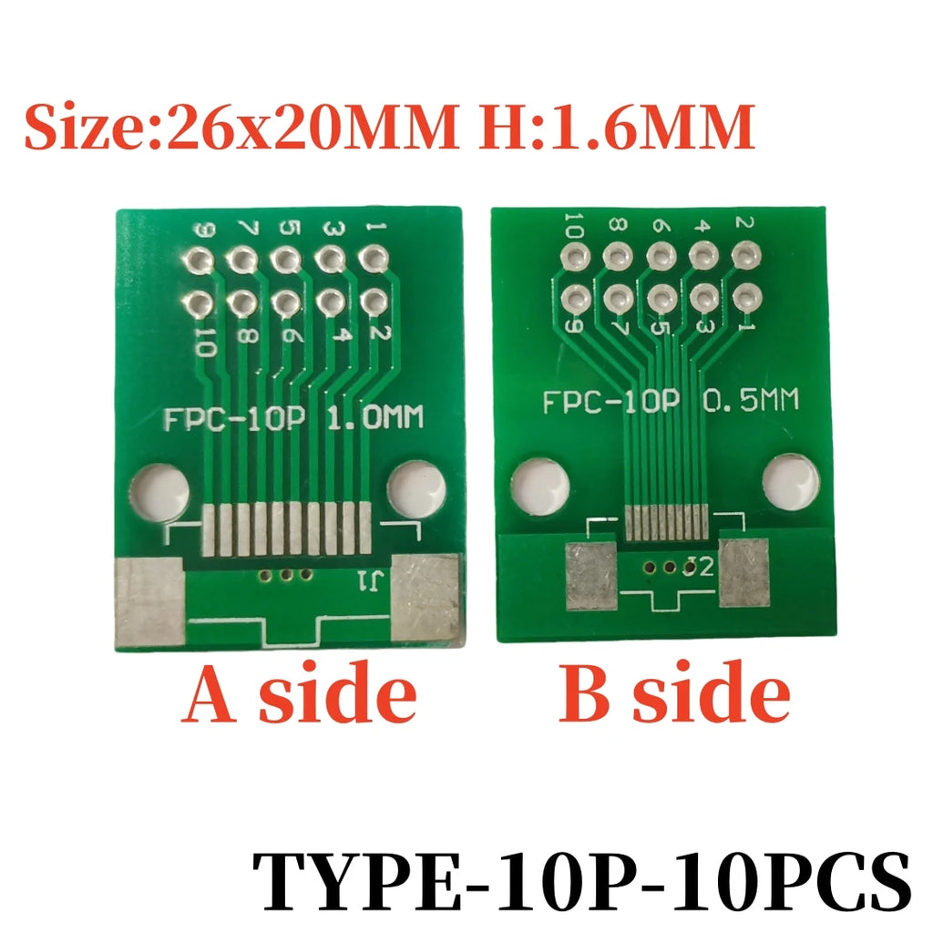 10PCS FFC/FPC Adapter Plate 0.5 to 2.54MM 4P/6P/8P/10P/12P/14P/15P/16P/20P/24P/26P/30P/32P/34P/36P/40P/45P/50P/52P/60P/80P/96P