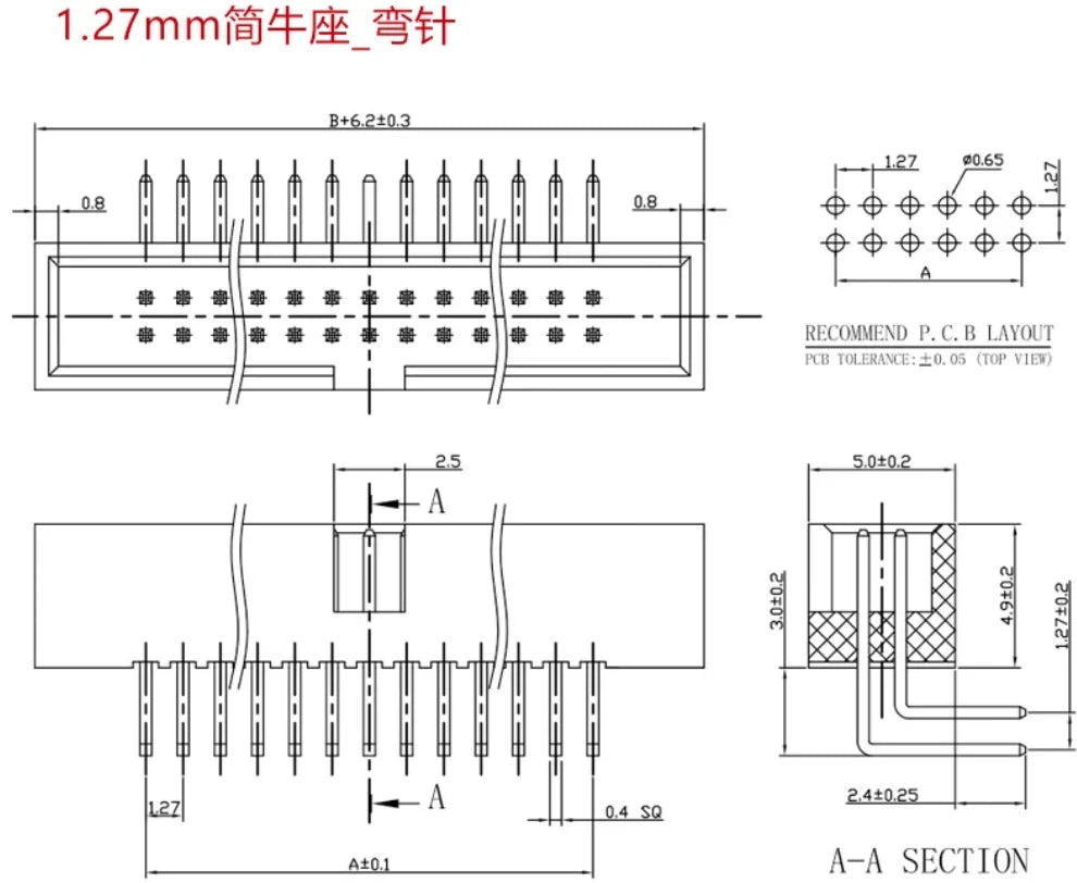 5-50Pcs Dip 6/10/20-40Pin 1.27mm 2.0mm 2.54mm Pitch Male Socket Straight Idc Box Headers Pcb Connector Double Row Dc3 Header