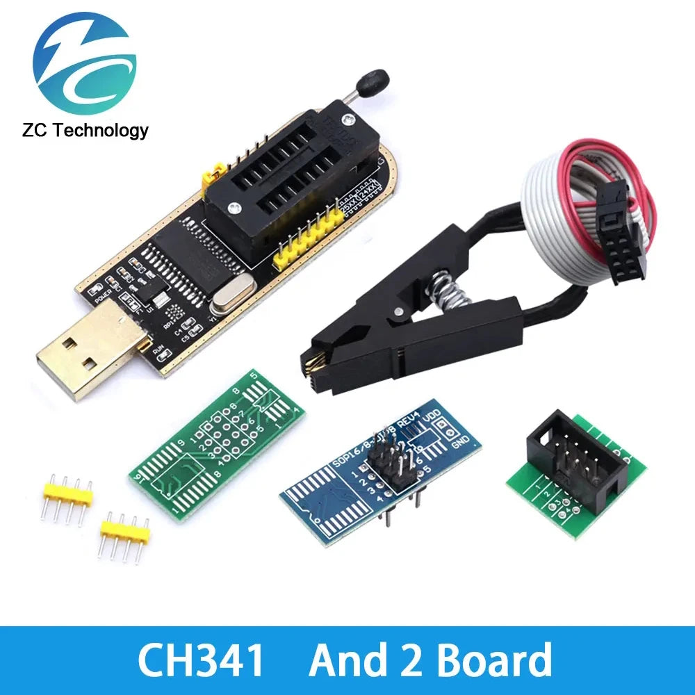 Original CH341 24 25 Series EEPROM Flash BIOS USB Programmer Module + SOIC8 SOP8 Test Clip For EEPROM 93CXX / 25CXX / 24CXX
