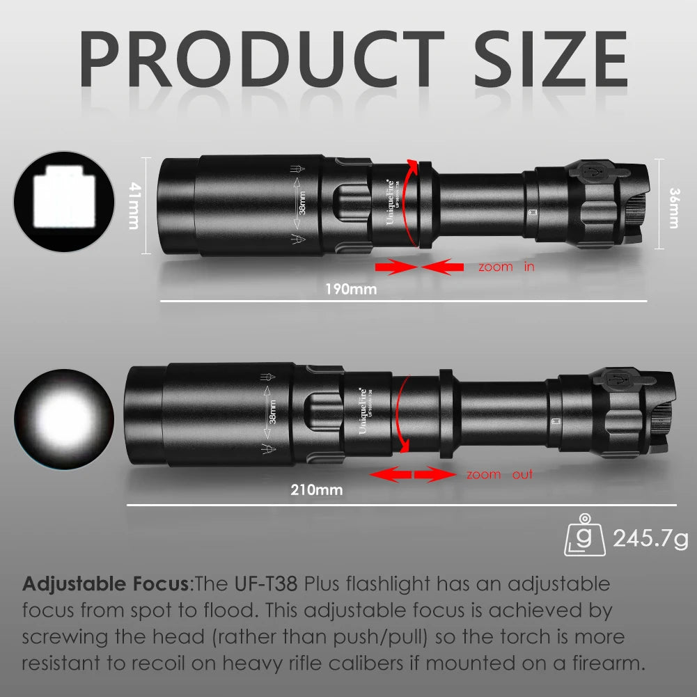 UniqueFire 1605 T38 Vcsel940nm Vcsel850nm LED IR Flashlight Set Dimmer Swtich Indicator USB C Rechargeable Torch Max.1500 Meters