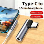 Elbow Type C to 3.5mm Earphone Adapter Jack USB-C to 3.5 earphones AUX Audio Adapters For gaming music