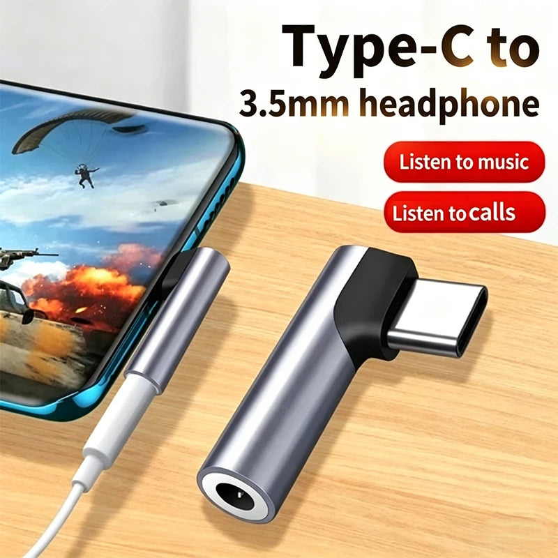 Elbow Type C to 3.5mm Earphone Adapter Jack USB-C to 3.5 earphones AUX Audio Adapters For gaming music