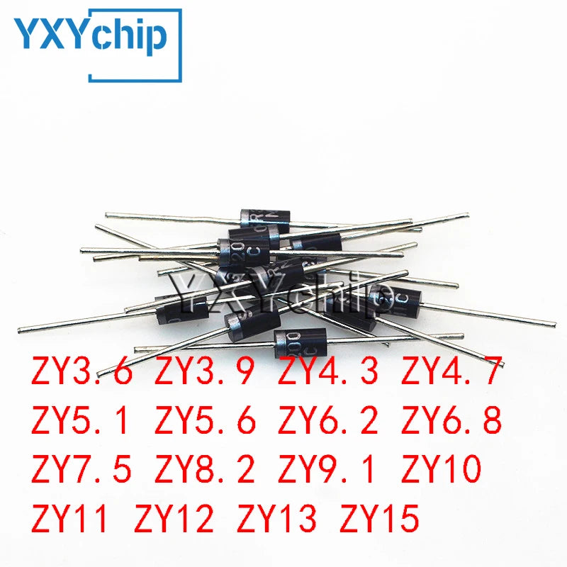 50pcs 2W Zener Diodes ZY3.6 ZY3.9 ZY4.3 ZY4.7 ZY5.1 ZY5.6 ZY6.2 ZY6.8 ZY7.5 ZY8.2 ZY9.1 ZY10 ZY11 ZY12 ZY13 ZY15 DO-204AM