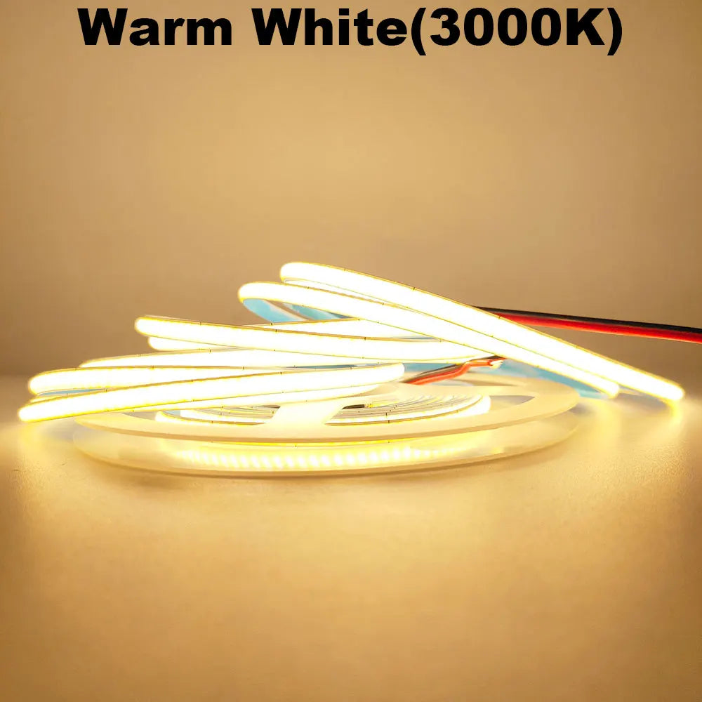12V 24V COB LED Strip 5mm/8mm PCB 400/480LEDs/m Flexible Red/Green/Blue/Pink/Ice Blue/Yellow Led Strip For Home Decor LED Lights