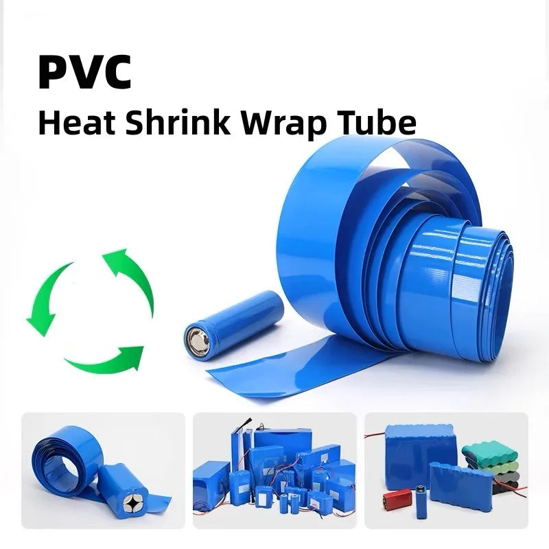 1 Meter Blue PVC Heat Shrink Tube Pack 18650 Lipo Battery Width 17mm ~ 350mm Insulated Film Wrap lithium Case Cable Sleeve