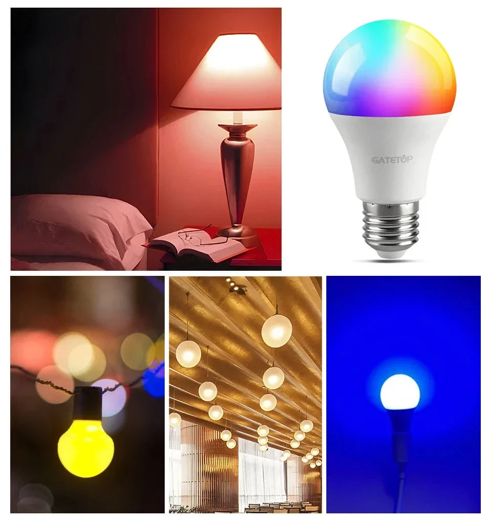 1-10PCS Smart RGBW LED Bulb Spotlight E27 E14 B22 GU10 6W 10W with Infrared Remote Control Suitable for Colorful Home Lighting