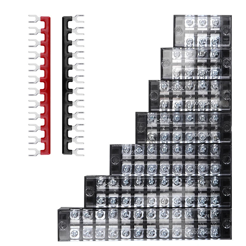 1pcs 25A 600V Dual Row Strip Electrical Screw Terminal Block Fence Screw Ribbon Wire Connector 3/4/5/6/8/10/12 Position