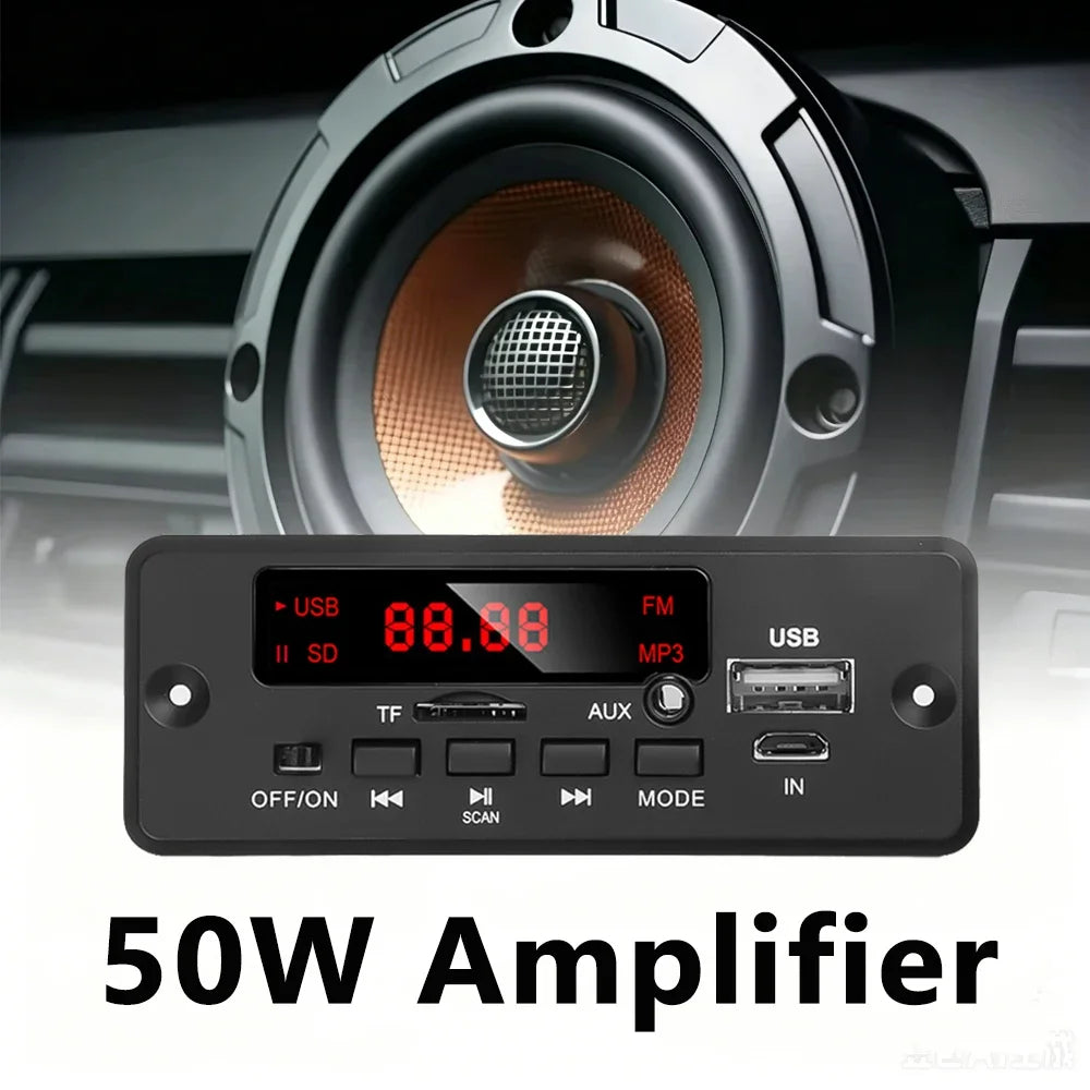 KEBIDU 50W Amplifier Bluetooth MP3 Player DC 12V MP3 Decoder Board Wireless Car Audio Moudle TF AUX FM Radio Charging For Speake