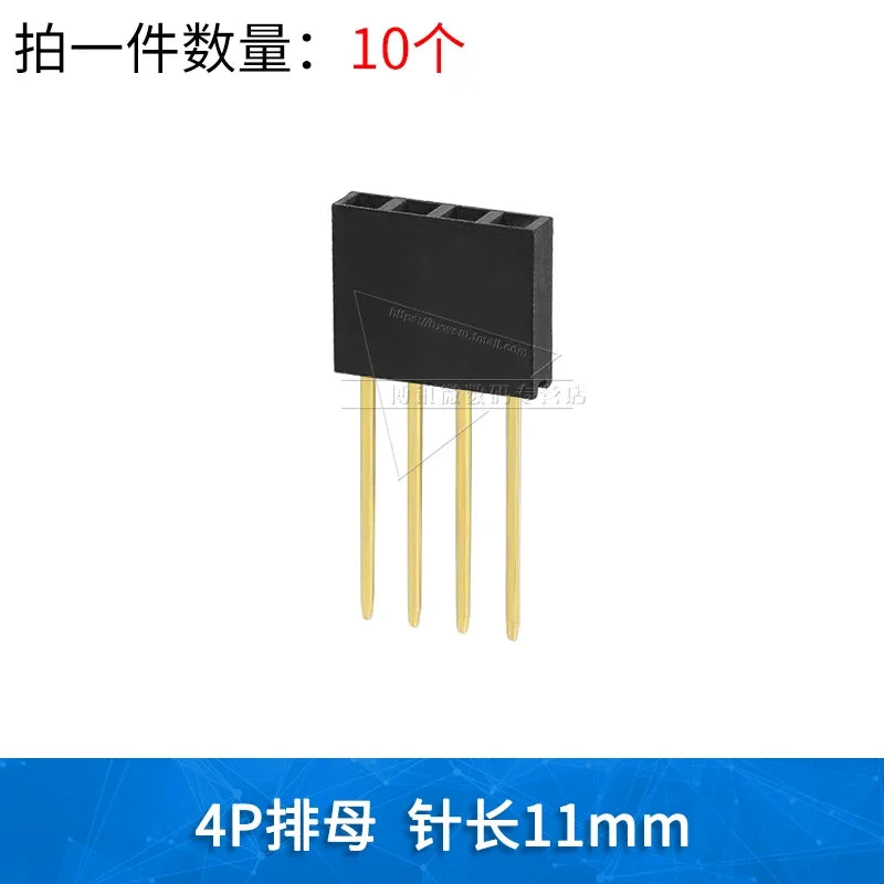 2.54mm Spacing Single Row Double Row Lengthened Female Header Pin Header Long Pin Socket 11mm Pin Length 2*2 3P 4P 5P 6P 8P