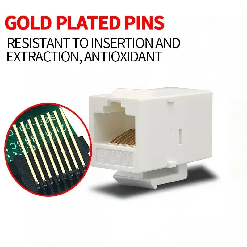 No-Tool Snap-In RJ45 Coupler - CAT6A CAT5E CAT6 Ethernet Socket Wall Plate with 8P8C Port for Network Cabling/Server Room