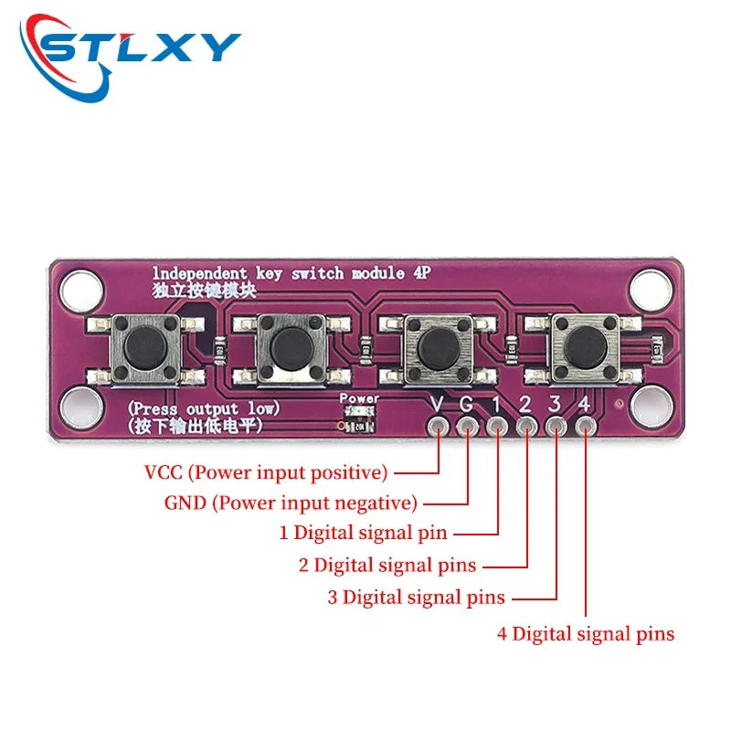 Stlxy Four Touch Switch Button Module Suitable for Single-chip Microcontroller ARM Raspberry-Pi Arduino Development
