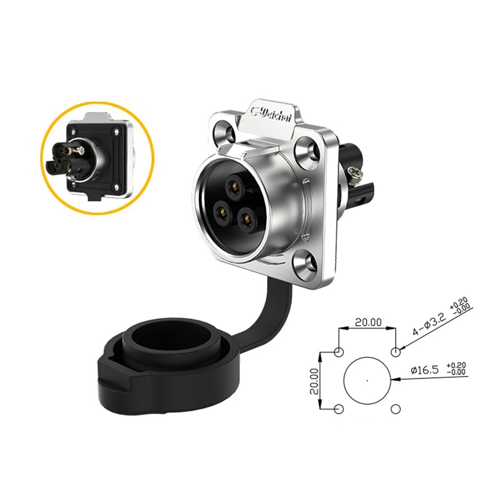 EW-LP16 IP68 Waterproof 20A 600V AC 2Pin 3Pin Crimping Quick Connection Power Aviation Connector Male Plug Female Socket Panel