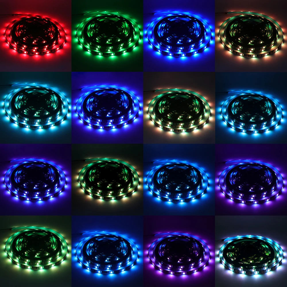 5V LED Strip Lights RGB 5050 3AA Battery Powered Flexible LED Light Strip with Remote Control for TV Backlight Bars Cabinets