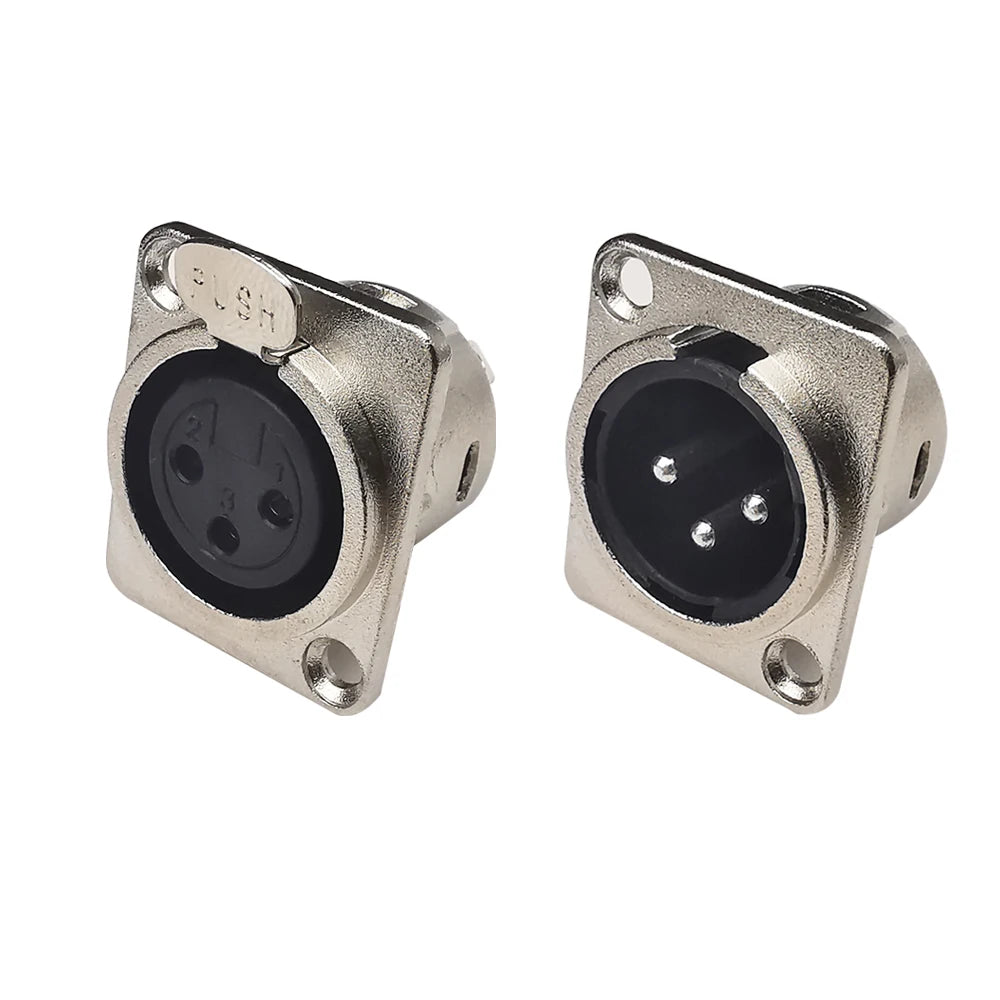 2/5/10pcs XLR Female Male Jack 3 Pin Panel Mount Jacks Connector Copper Contact XLR Metal Socket Audio Microphone Connectors