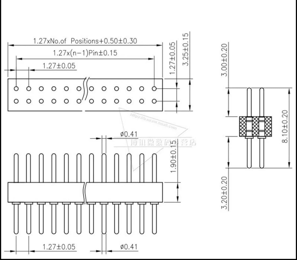5Pcs 1.27mm Pitch Round Hole Pin Header Male Female Single Double Row Pin Gold Plated 2P 3P 4P-6Pin PCB Board Connector