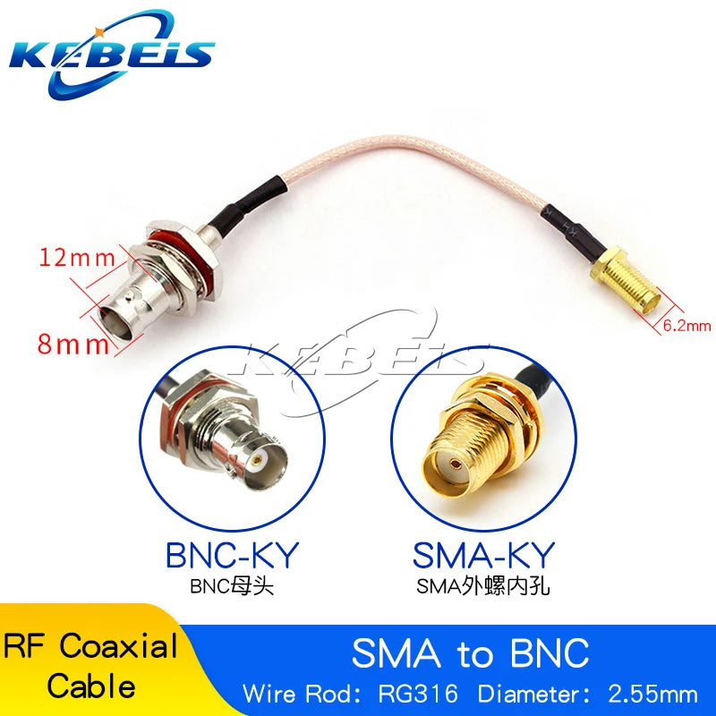 RG316 Cable SMA to BNC Male Plug & Female Jack Nut Bulkhead BNC To SMA Male Female Connector Extension WIRE RF Coaxial Jumper
