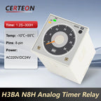 H3BA-N8H Industrial Timer Relay Solid State Time Delay Relay 1.2s‑300h AC 220V DC 24V Adjustable Analog Panel Mount Timer