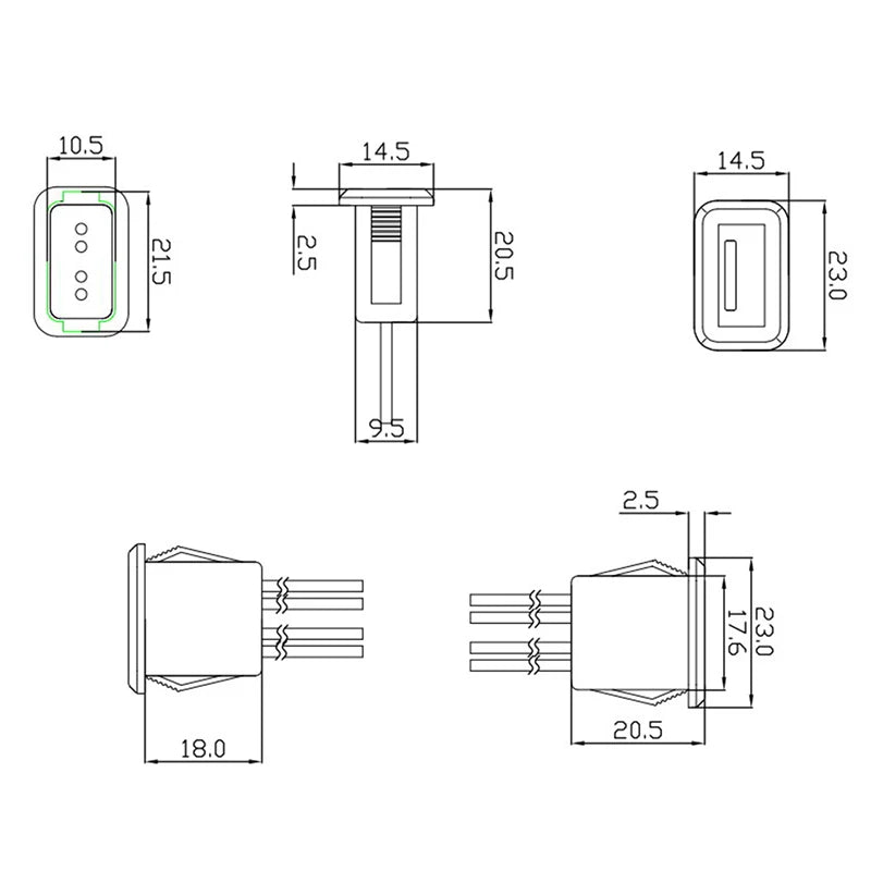 Wholesale USB 2.0 Female Power Jack USB2.0 Charging Port Connector With Cable Charger Socket