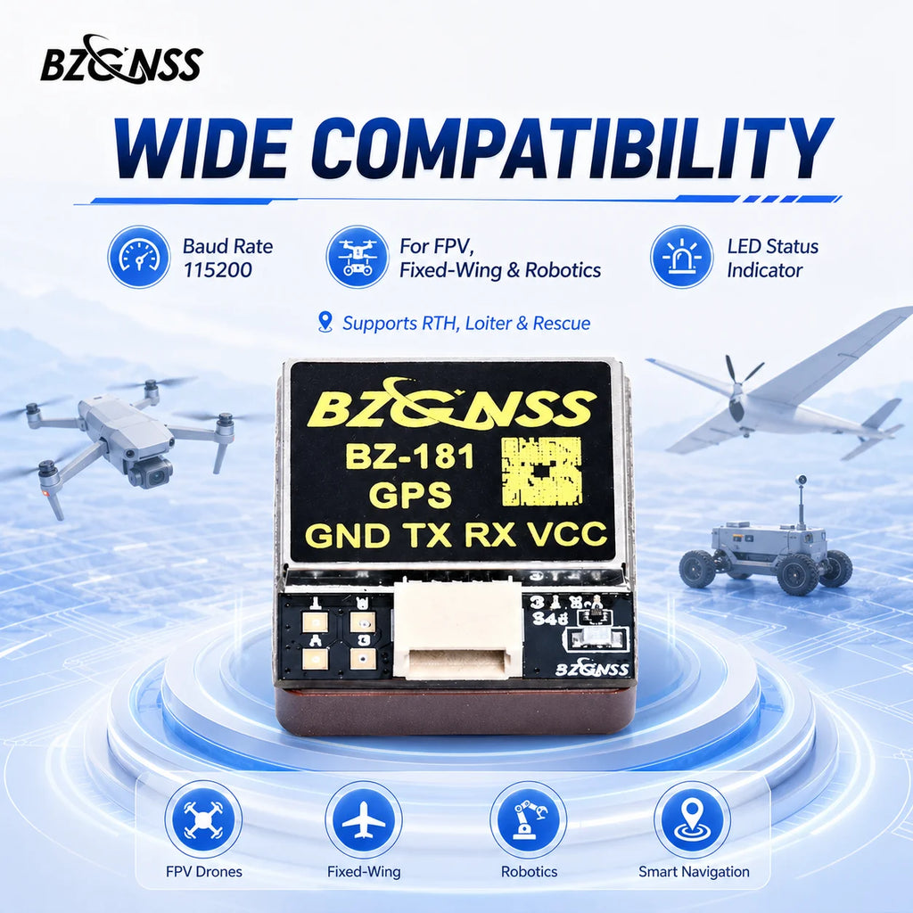 BZGNSS BZ-181 M10 GPS for FPV Drone, 18mm 4Pin SH1.0 10Hz UBLOX GNSS Rescue Module, Flywoo GOKU GM10 Mini Alternative No Compass