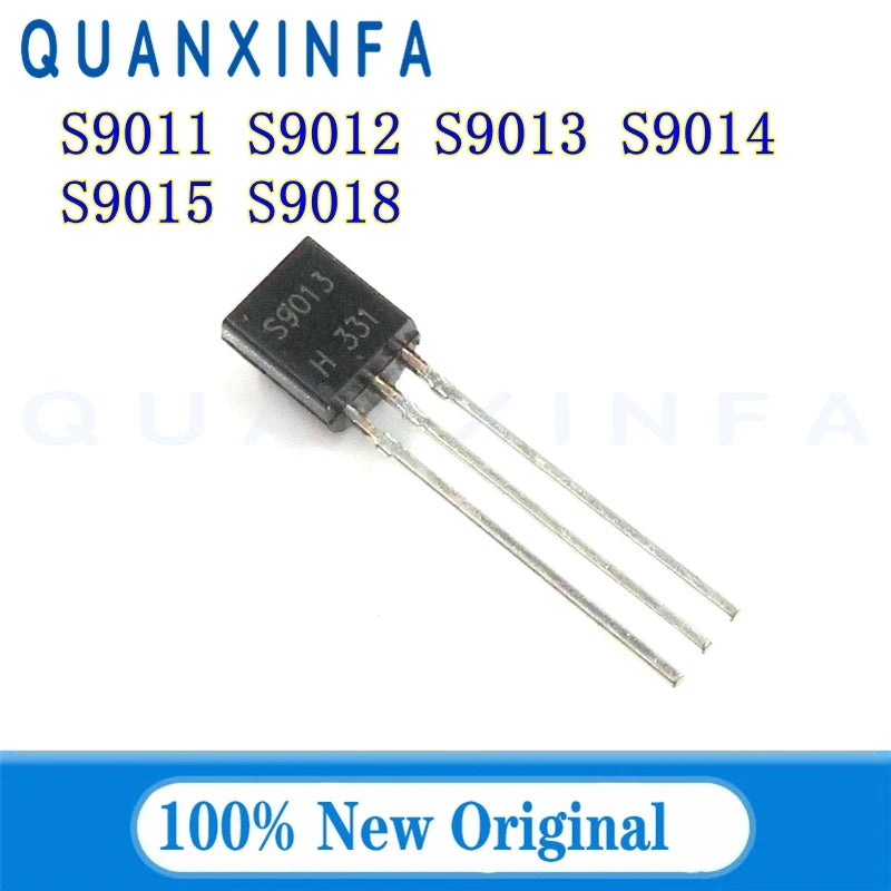 100PCS S9011 S9012 S9013 S9014 S9015 S9018 TO92 NPN/PNP Transistors