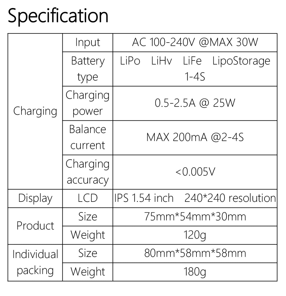 ToolkitRC M4AC 30W LiPO LiFE LiHV Compact AC Charger 1-4S XT30/ XT60 Interface for RC Model FPV Racing Freestyle Drone Batteries