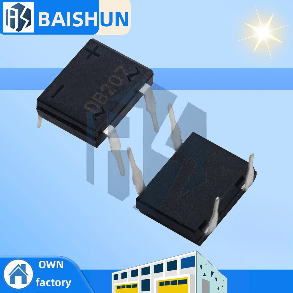 10pcs/lot diode bridge retifica DB207 DIP-4 DB207S DIP4 2A 1000V power diode rectifier 1000v electronic components