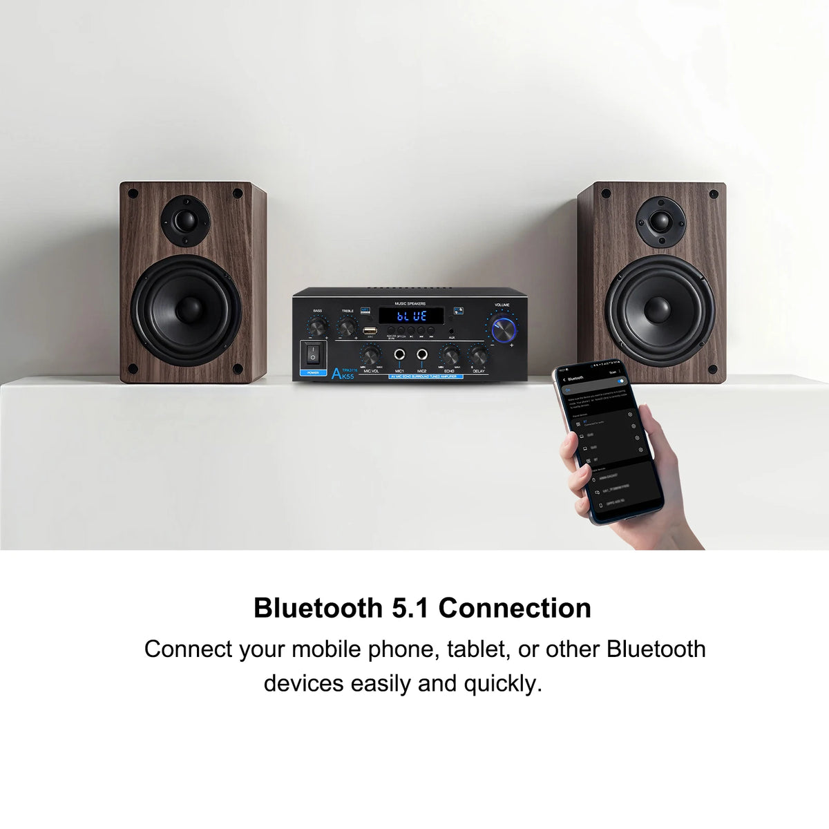 Woopker AK35/AK45 Pro/AK55 Digital Amplifier Bluetooth Sound Amplifier 2 Channel HIFi FM USB Audio Amp For Home Car Karaoke