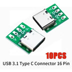 10Pcs 16 Pin Test PCB Board TYPE C USB 3.1 Type C Connector  Plate Adapter Socket For Data Line Wire Cable Transfer