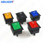 50PCS/Lot ABILKEEN KCD2-201N Rocker Toggle Switch 30A/15A 250VAC ON-OFF Mini Toggle Switch with LED Light 4Pin Terminal