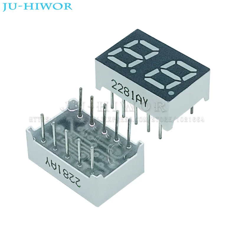 10pcs 0.28 Inch 10Pins 2281AY 2281BY 2 Digits Bits 7 Segment Yellow LED Digital Display Digitron Common Anode Cathode C-C C-A