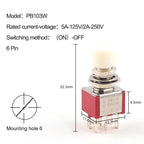 5PCS 3Pin C-NO-NC Reset Latching Toggle Switch Automatic return Push Button (ON)-OFF 5A125V/2A250V 6mm Mini Toggle Switches