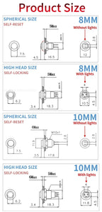 12/16/19/22mm Waterproof Metal Button High Flat head Switch LED Light Momentary Latching 12V 24V 220V Various Colors To Choose