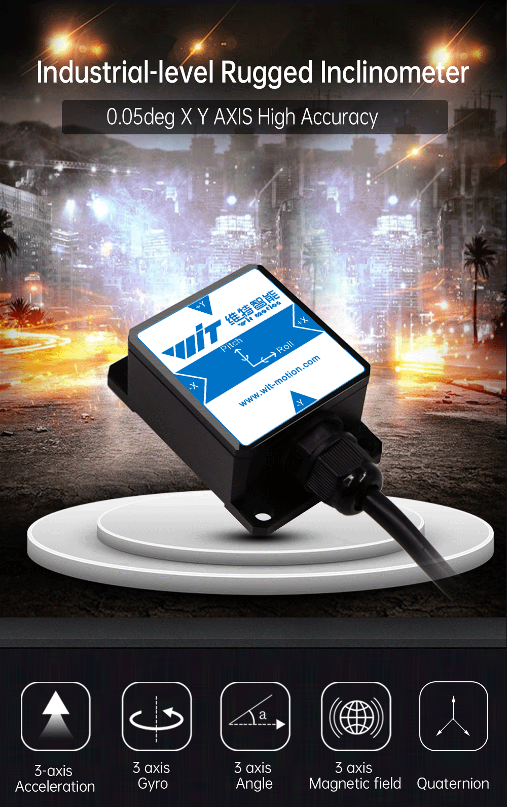 WitMotion [Accelerometer+Inclinometer] HWT901B TTL MPU9250 9-axis Gyroscope+Angle(XY0.1°)+Digital Compass+Air Pressure+Altitude