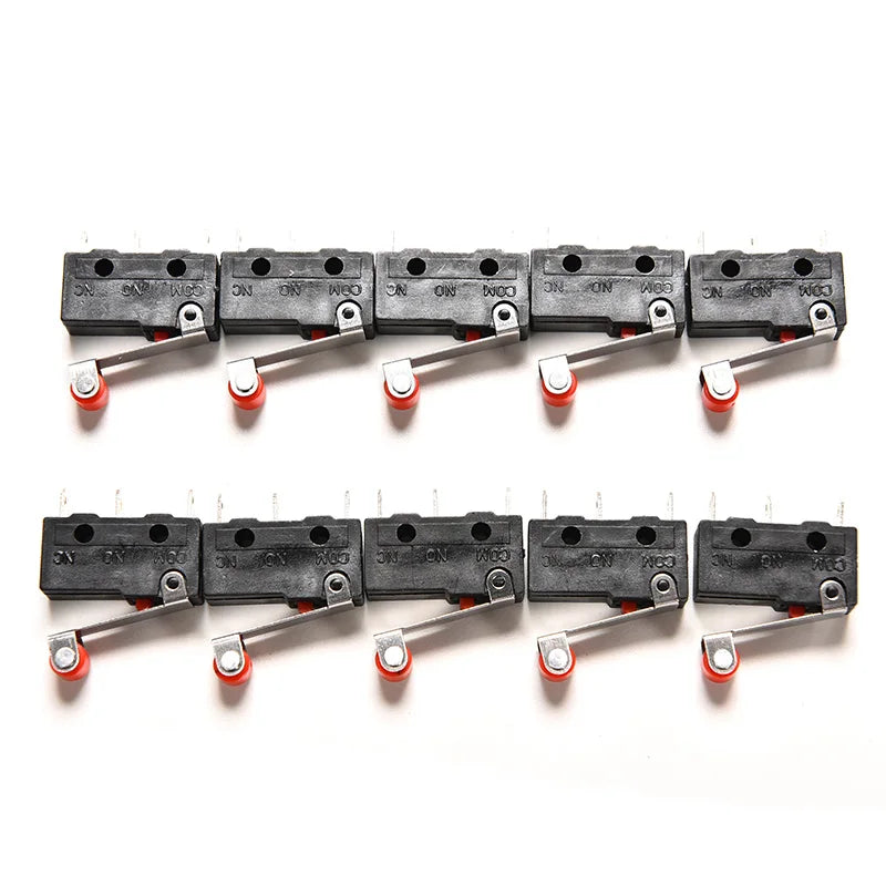 [New] 10Pcs Micro Roller Lever Arm Open Close Limit Switch KW12-3 PCB Microswitch