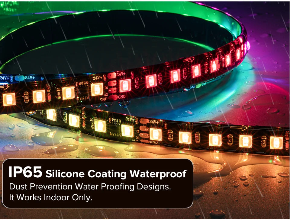 WS2805 Pixels LED Strip Light RGBCCT 5 in 1 Addressable LED Lights Dual Signal RGB WW CW 3000K-6500K DC12V 24V 1 IC to 3/6/7 LED