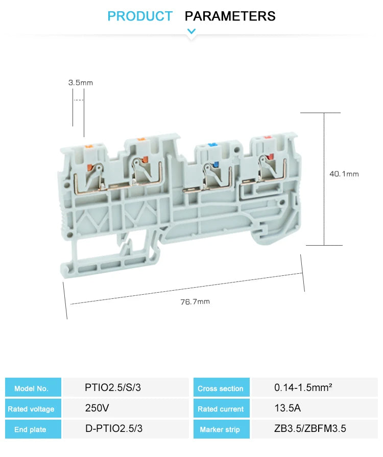 PTIO1.5/S/3 With Ground/LED Module Sensor/Actuator Din Rail Terminal Block Din Rail Electric Connector PTIO 1.5/S/3-PE/LED