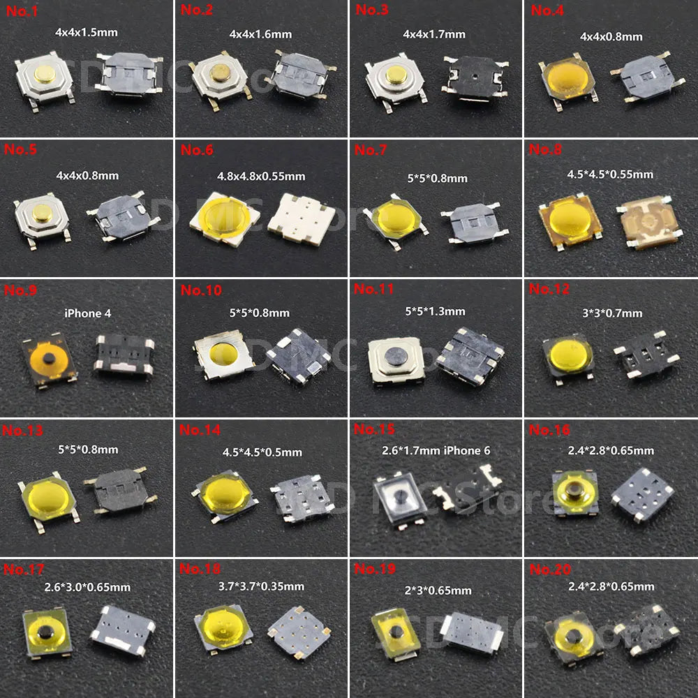 10Pcs/Lot Touch Tact Waterproof Switch Kit 4x4/5x5/4.5x4.5 SMT Micro Tactile Push Button Touch Switch 4 Pin LCD Monitor Repair ﻿